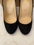 Pre Loved Christian Louboutin Ron Ron 100 Black Suede Pump Heels UK 4