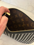 Pre Loved Louis Vuitton Black and White Stripe Neverfull Pouch - Excellent