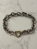 Pre Loved Tiffany & Co Silver and 18ct Gold Heart Link Bracelet