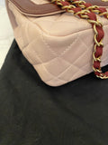 Pre Loved Chanel Single Flap Classic in Dusky Pink & Burgundy - Excellent