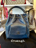 Chanel Calfskin Navy Bucket Backpack Bag