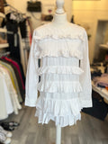 Ansis Jourden White Frill Mini Dress