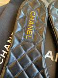 Pre Loved Chanel Black Quilted Goatskin Slide Mule with Chain CC Logo - UK 6.5 (fit uk5.5)