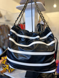 Chanel 22 in Black & White Striped Calfskin (new)
