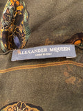 Pre Loved Alexander McQueen Olive Silk Skull Scarf