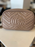 Pre Loved Gucci GG Marmont Matelasse Shoulder/Crossbody Camera Bag in Taupe