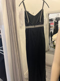 Pre Loved Dolce & Gabbana Long Satin Dress Crystal Diamante Details size 40 UK 8 (Excellent)