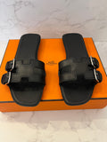 Pre Loved Hermes Oran Buckle Sandal in Black UK 5 (as new)