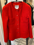 Pre Loved Chanel Red Wool Jacket size FR38 UK 8/10