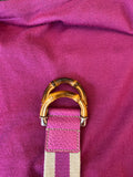 Gucci Vintage Bamboo Pink Web Stripe Belt 95cm