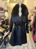 Pre Loved Louis Vuitton Coat with Fur Collar UK 8