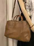 Pre Loved Gucci Bamboo Shopper Tote bag in Brown Grained Leather (SALE)