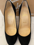 Pre Loved Christian Louboutin Ron Ron 100 Black Suede Pump Heels UK 4