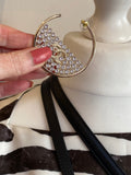 Pre Loved Chanel Light Gold Tone Metal Strass Crystal CC Hoop Earrings - NEW