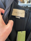Pre Loved Gucci Pleated Plunging V-Neck Crepe Dress in Black UK 12 (excellent)