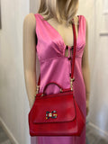 Pre Loved Dolce & Gabbana Sicily Shoulder & Hand Bag in Red with Jewels