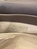 Pre Loved Chanel Medium Reverso Boy Bag in Grey Calf Leather.