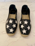 Pre Loved Saint Laurent Black Leather Stars Espadrilles UK 6 (NEW)