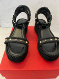 Pre Loved Valentino Garavani black rockstud flatforms UK 5