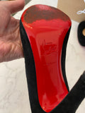 Pre Loved Christian Louboutin Ron Ron 100 Black Suede Pump Heels UK 4