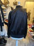 Pre Loved Valentino Black Rockstud Bomber Jacket UK 10