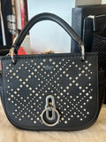 Pre Loved Mulberry Small Amberley satchel in black leather with silver stud detail