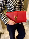 Saint Laurent Classic Y Line Clutch in Red