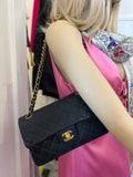 Pre Loved Chanel Vintage Classic Lambskin Double Flap Bag 22ct Gold Plated Hardware