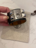 Pre Loved Hermes Collier de Chein Bracelet in Black Leather - Size S