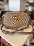 Pre Loved Gucci GG Marmont Matelasse Shoulder/Crossbody Camera Bag in Taupe