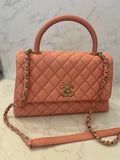 Pre Loved Chanel Coco Top Handle Bag in Pink Caviar Leather (excellent)