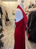 Pre Loved Amanda Wakeley Red Velvet Halter Neck Dress fits UK10-12