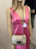 Pre Loved Mulberry Small Lily In Gold Crinkle Leather
