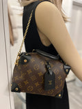 Pre Loved Louis Vuitton Petite Malle Souple Handbag in Monogram 3 different straps Excellent) Revised