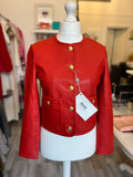 Veronica Beard Andrea Red Leather Jacket UK 6 fits UK 8-10 (new)