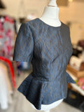 Pre Loved Alexander McQueen Black & Navy Peplum Top UK8