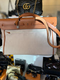 Hermes Herbag Satchel Cabin Size 50 in Beige Canvas and Tan Leather