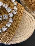 Gucci Raffia Espadrille Sandals with Crystal GG Logo UK6