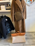 Hermes Herbag Satchel Cabin Size 50 in Beige Canvas and Tan Leather
