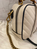 Pre Loved Gucci GG Marmont Bamboo Top Handle Handbag in White