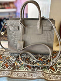 Pre Loved Saint Laurent Small Sac de Jour handbag in grey exotic embossed leather