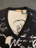 Galliano V Neck Sweater Dress / Tunic Handwriting Script size M