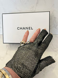 Pre Loved Chanel leather gloves silver mesh leather