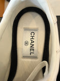 Chanel White CC Logo Leather Trainers UK 6.5