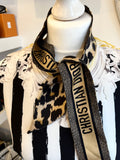 Christian Dior Silk Twilly in Black & Taupe & Leopard