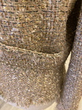 Pre Loved Chanel Gold Metallic Threads Tweed Jacket Fr46 Fits UK 14
