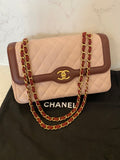 Pre Loved Chanel Single Flap Classic in Dusky Pink & Burgundy - Excellent