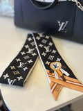 Pre Loved Louis Vuitton Twilly - black, gold & white colours