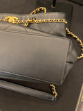 Pre Loved Chanel CC Lock Chain Shopping Tote in black calfskin (excellent) **reserved CH**