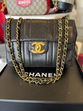 Chanel Vertical Stitched CC Jumbo in Black Lambskin Leather